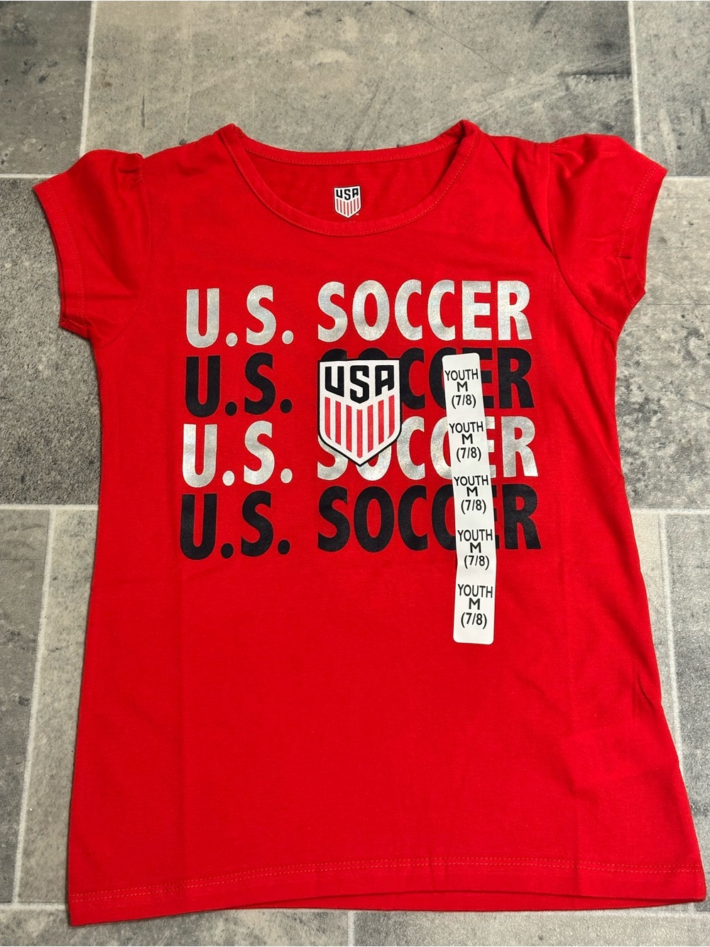 Red US Soccer Girls' Tee - Youth M & S